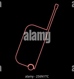Neon suitcase for travel red color vector illustration flat style light image. Neon suitcase for travel red color vector illustration flat style image Stock Vector