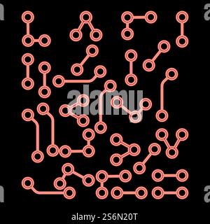 Neon chip red color vector illustration flat style light image. Neon chip red color vector illustration flat style image Stock Vector