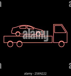 Neon car service red color vector illustration flat style light image. Neon car service red color vector illustration flat style image Stock Vector