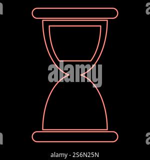 Neon hourglass red color vector illustration flat style light image. Neon hourglass red color vector illustration flat style image Stock Vector