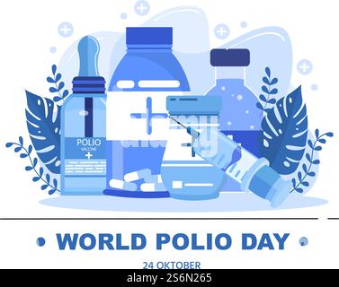 World Polio Day Background Which is Celebrated on October 24 Medicine to Life-Threatening Disease Caused by the Poliovirus. Vector Illustration Stock Vector