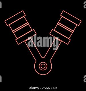 Neon pistons red color vector illustration flat style light image. Neon pistons red color vector illustration flat style image Stock Vector