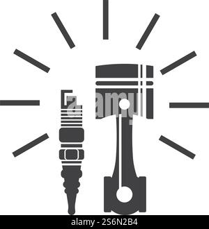 Piston auto service logo vector flat design Stock Vector