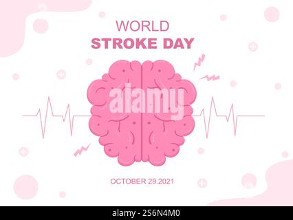 World Stroke Day Vector illustration Commemorated Every October 29 with a Flat Design Style Brain Image and Maintain Health for Background, Poster, Brochure Stock Vector