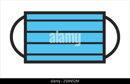 Facial surgical mask with straps. Isolated icon of protective equipment for doctors. Healthcare and protection during coronavirus outbreak. Medicine and danger, sickness prevention vector in flat. Surgical mask, protecting organism from viruses and bacteria Stock Vector