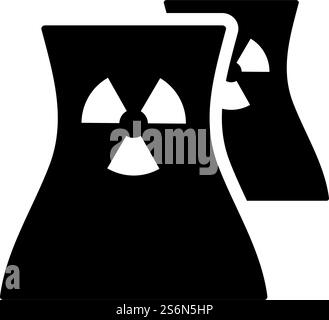 Nuclear Station Icon. Black Stencil Design. Vector Illustration. Stock Vector