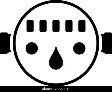 Water Meter Icon. Black Stencil Design. Vector Illustration. Stock Vector