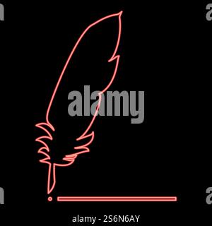 Neon feather red color vector illustration flat style light image. Neon feather red color vector illustration flat style image Stock Vector