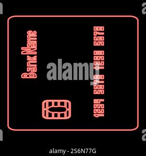 Neon inserting credit card red color vector illustration flat style light image. Neon inserting credit card red color vector illustration flat style image Stock Vector