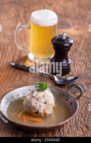 Austrian soup in a copper pot Stock Photo