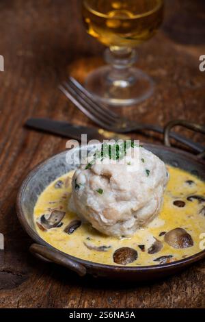 Bread dumplings in mushroom sauce Stock Photo