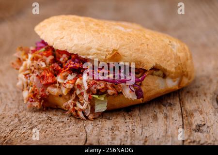 Döner kebab on wood Stock Photo