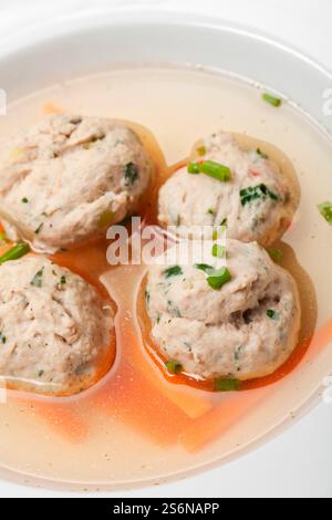 Bavarian dumpling soup in a plate Stock Photo