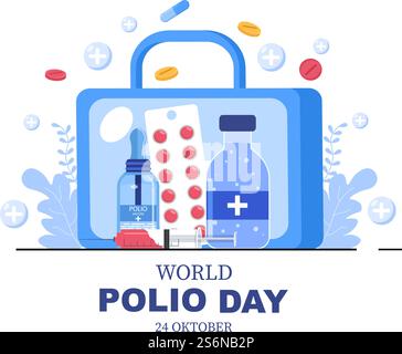 World Polio Day Background Which is Celebrated on October 24 Medicine to Life-Threatening Disease Caused by the Poliovirus. Vector Illustration Stock Vector