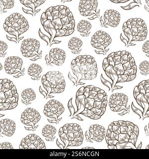 Coniferous pine cone seamless pattern. Symbol of Christmas, branch with leaf. Flower evergreen plant decorative element. Flora twig, composition. Monochrome sketch outline, vector in flat style. Pine cone botanic plant, monochrome sketch seamless pattern Stock Vector
