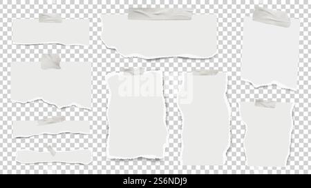 Realistic Notepad Paper Ripped Ripped notes paper. Realistic sheets glued with tape, empty blank ...