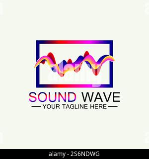 Multicolored abstract fluid sound wave logo Vector illustration design Stock Vector