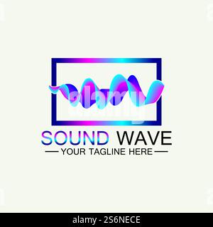 Multicolored abstract fluid sound wave logo Vector illustration design Stock Vector