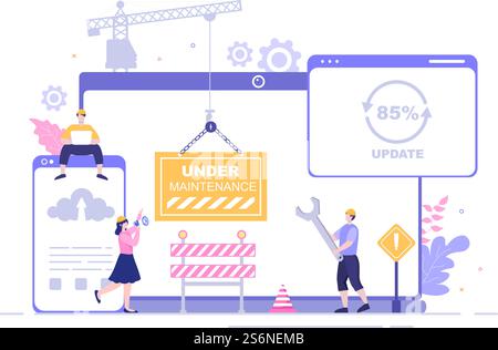 Software System Under Maintenance Vector Illustration. Error Website ...