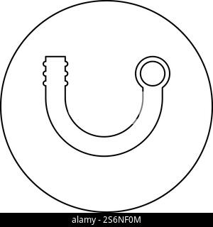 Branch pipe icon in circle round black color vector illustration solid outline style simple image. Branch pipe icon in circle round black color vector illustration solid outline style image Stock Vector