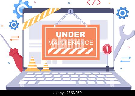Software System Under Maintenance Vector Illustration. Error Website ...