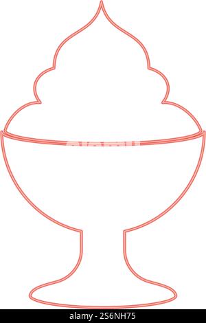 Neon ice cream red color vector illustration flat style light image. Neon ice cream red color vector illustration flat style image Stock Vector