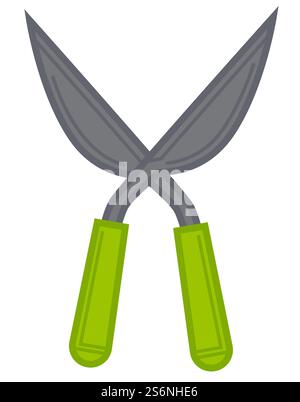 Gardening scissors with sharp blades, isolated icon of cutting device for plants, flowers and bushes. Metallic farming equipment used in household. Professional care for garden service, vector in flat. Scissors for trimming and cutting plants, gardening or farming Stock Vector