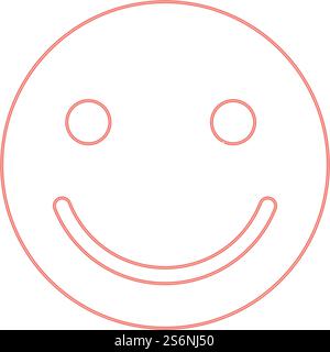 Neon smile red color vector illustration flat style light image. Neon smile red color vector illustration flat style image Stock Vector