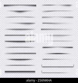 Shadow dividers. Realistic web elements frames soft shadows overlay effects vector set. Illustration border effect, frame transparent divider. Shadow dividers. Realistic web elements frames soft shadows overlay effects vector set Stock Vector
