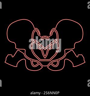 Neon pelvis skeleton red color vector illustration flat style light image. Neon pelvis skeleton red color vector illustration flat style image Stock Vector