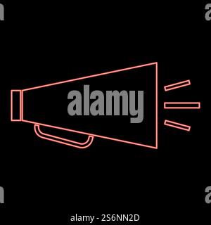 Neon retro loudspeaker red color vector illustration flat style light image. Neon retro loudspeaker red color vector illustration flat style image Stock Vector