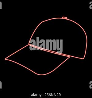 Neon baseball cap red color vector illustration flat style light image. Neon baseball cap red color vector illustration flat style image Stock Vector