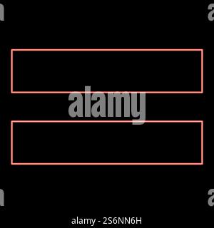 Neon sign equally red color vector illustration flat style light image. Neon sign equally red color vector illustration flat style image Stock Vector