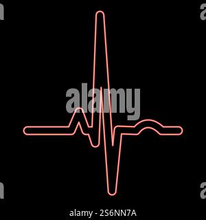 Neon heart rhythm ekg red color vector illustration flat style image ...