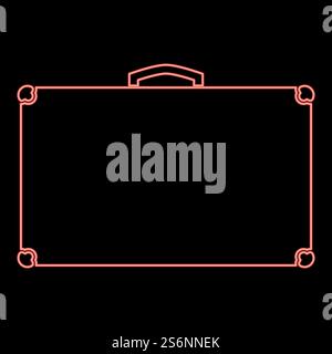 Neon suitcase red color vector illustration flat style light image. Neon suitcase red color vector illustration flat style image Stock Vector