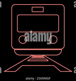 Neon train red color vector illustration flat style light image. Neon train red color vector illustration flat style image Stock Vector