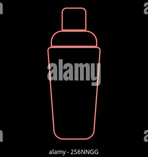 Neon shaker icon black color in circle outline vector illustration red color vector illustration flat style light image. Neon shaker icon black color in circle red color vector illustration flat style image Stock Vector