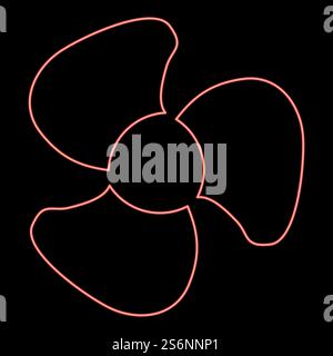 Neon fan blades red color vector illustration flat style light image. Neon fan blades red color vector illustration flat style image Stock Vector