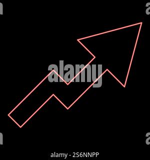 Neon chart of growth red color vector illustration flat style light image. Neon chart of growth red color vector illustration flat style image Stock Vector