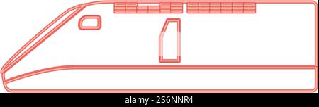 Neon speed train red color vector illustration flat style light image. Neon speed train red color vector illustration flat style image Stock Vector