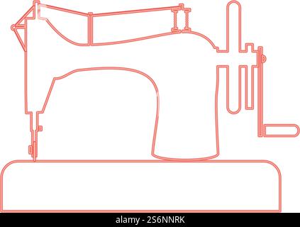 Neon sewing machine red color vector illustration image flat style ...