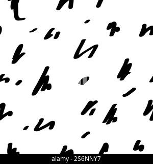 Decorative print with lines and scribbles, isolated on white background. Texture or decoration, abstraction with ornaments, trendy minimalist drawings. Seamless pattern, vector in flat style. Abstract black minimalist decor, seamless pattern Stock Vector