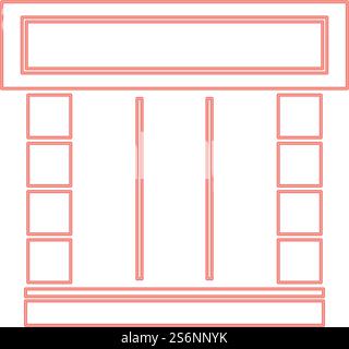 Neon shopfront red color vector illustration flat style light image. Neon shopfront red color vector illustration flat style image Stock Vector