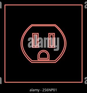 Neon socket red color vector illustration flat style light image. Neon socket red color vector illustration flat style image Stock Vector