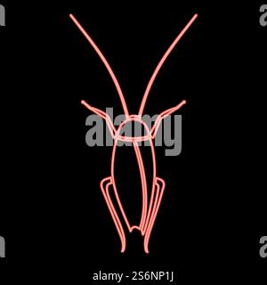 Neon cockroach red color vector illustration flat style light image. Neon cockroach red color vector illustration flat style image Stock Vector