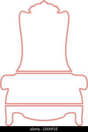 Neon throne red color vector illustration flat style light image. Neon throne red color vector illustration flat style image Stock Vector