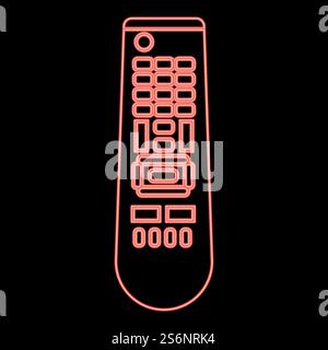 Neon remote control panel red color vector illustration flat style light image. Neon remote control panel red color vector illustration flat style image Stock Vector