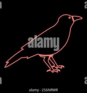 Neon crow red color vector illustration flat style light image. Neon crow red color vector illustration flat style image Stock Vector