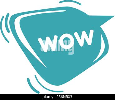 Sticker or banner for expressing emotions or thoughts, isolated wow exclamation. Surprise reaction in conversation, chatting or speaking with interest. Dialog or chatting box. Vector in flat style. Wow sticker, online communication emoji vector Stock Vector