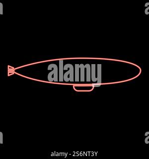 Neon dirigible red color vector illustration flat style light image. Neon dirigible red color vector illustration flat style image Stock Vector